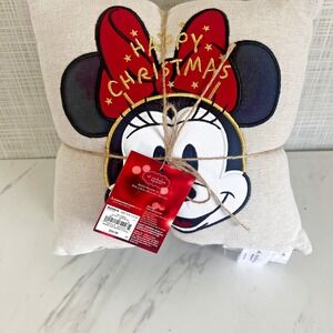 Disney Mickey & Minnie Mouse 2-Piece Christmas Throw Pillows, 12" X 12" Each New